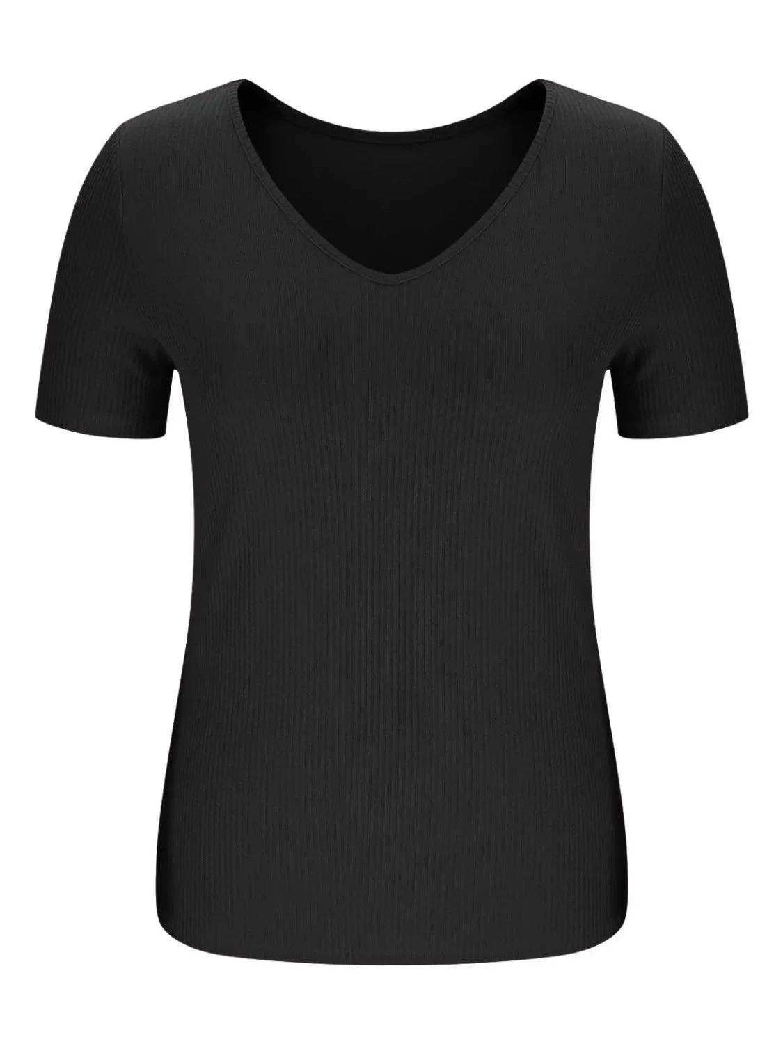 Solid V-Neck Short Sleeve T-Shirt