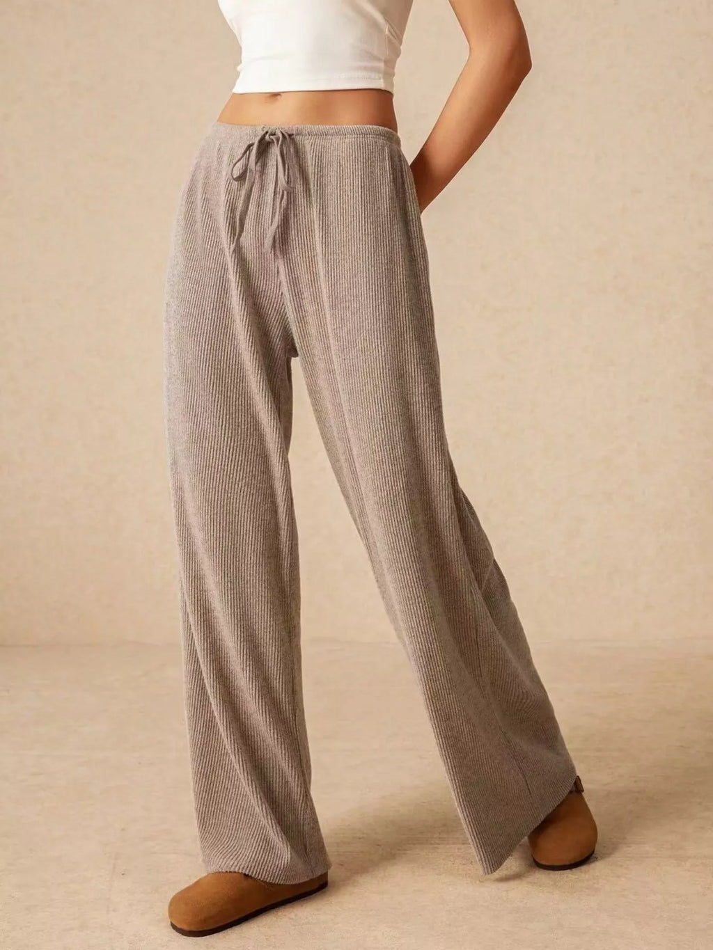 Drawstring Wide Leg Pants