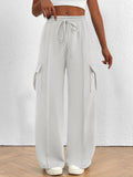 Casual High Waist Cargo Pants with Drawstring