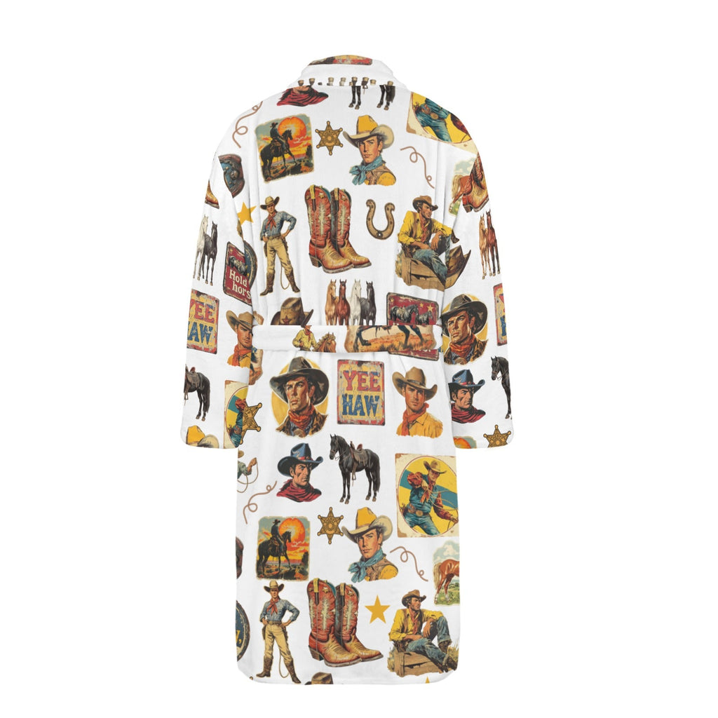 Baha Ranch Cowboy Collage Western Men's Bath Robe
