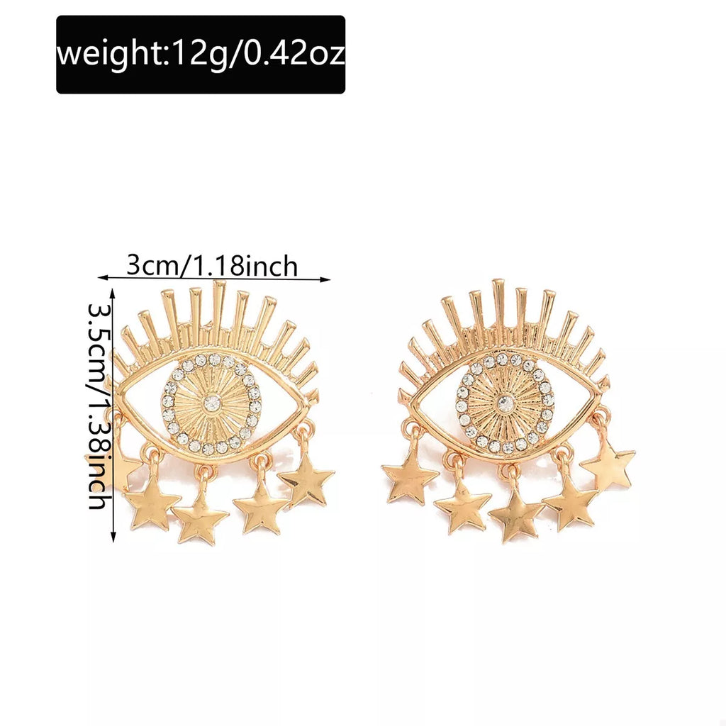 18K Gold-Plated Evil Eye Star Earrings