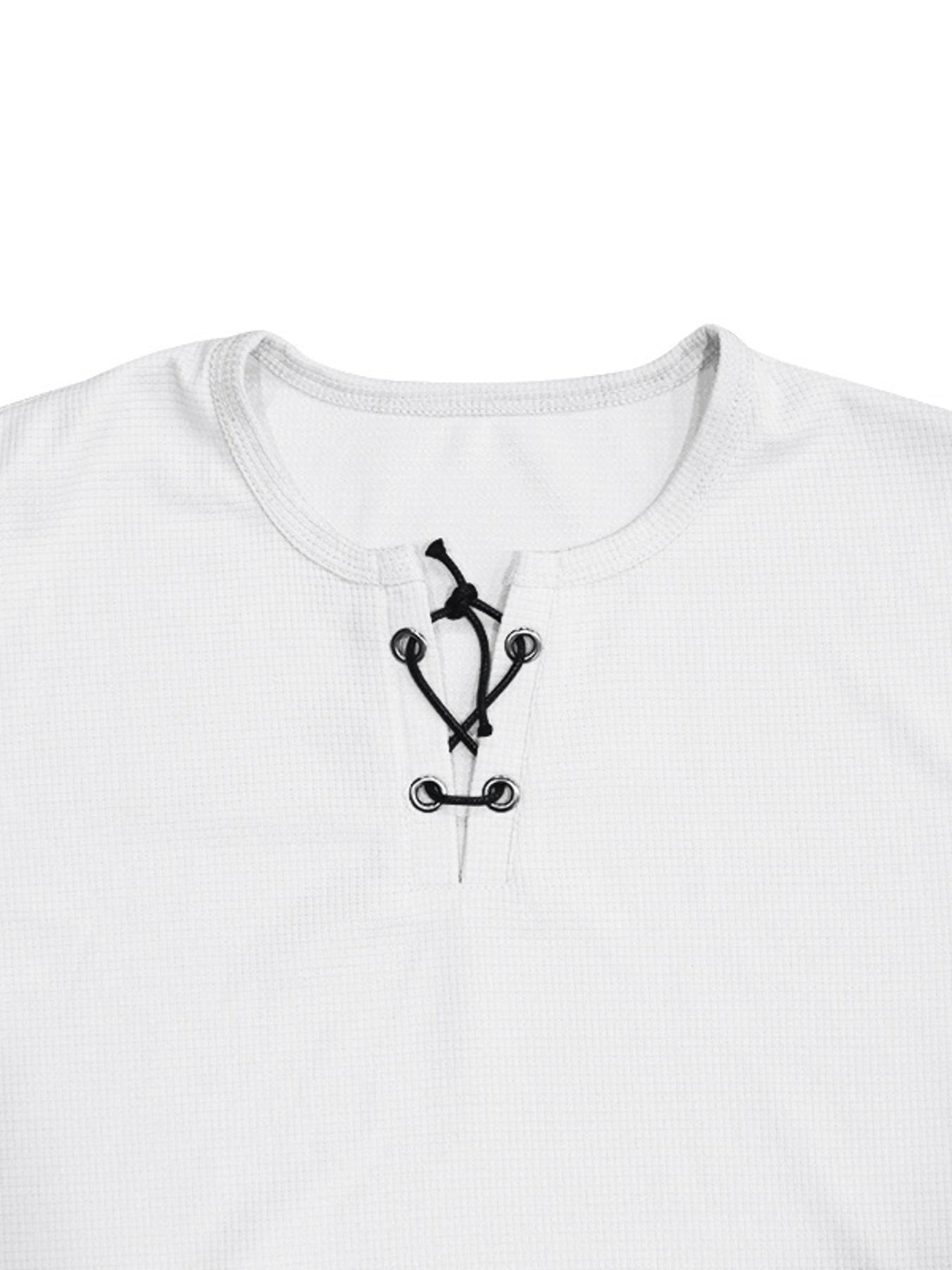 Men's Full Size Lace-Up Neck T-Shirt Plus Size