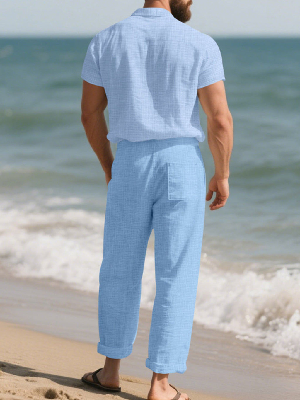 Men's Full Size Casual Button Up Shirt and Pants Set Plus Size