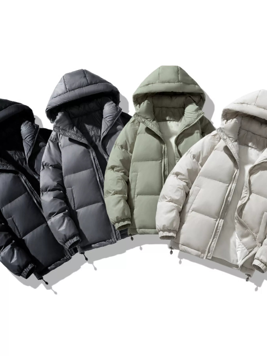 Men's Plus Size Zip Up Hooded Puffer Jacket