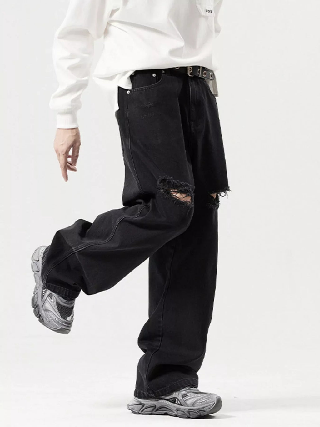 Men's Distressed Wide Leg Jeans