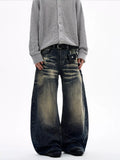 Men's Full Size Vintage Wash Wide Leg Jeans Plus Size