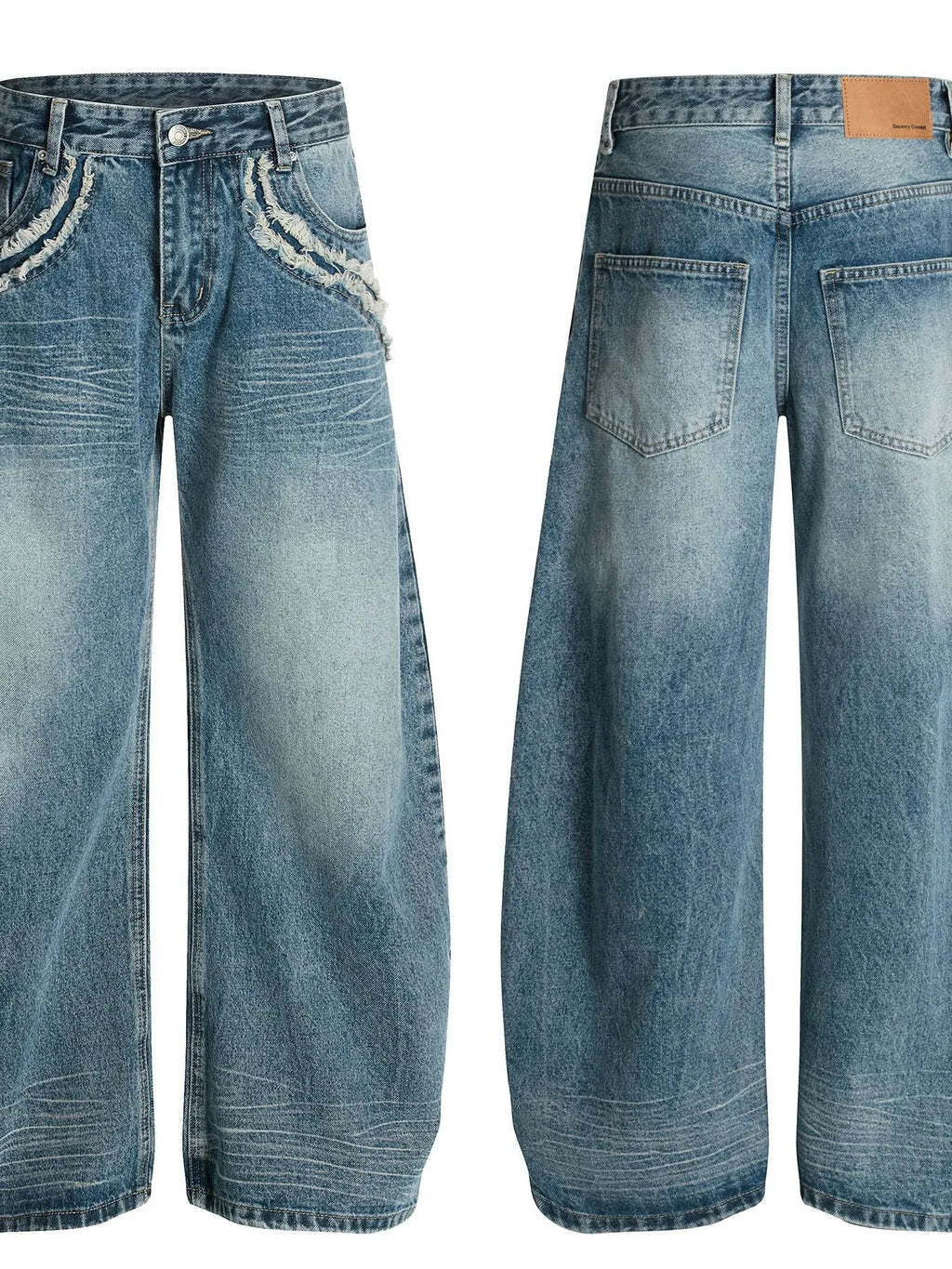 Men's Wide-Leg Vintage Wash Jeans