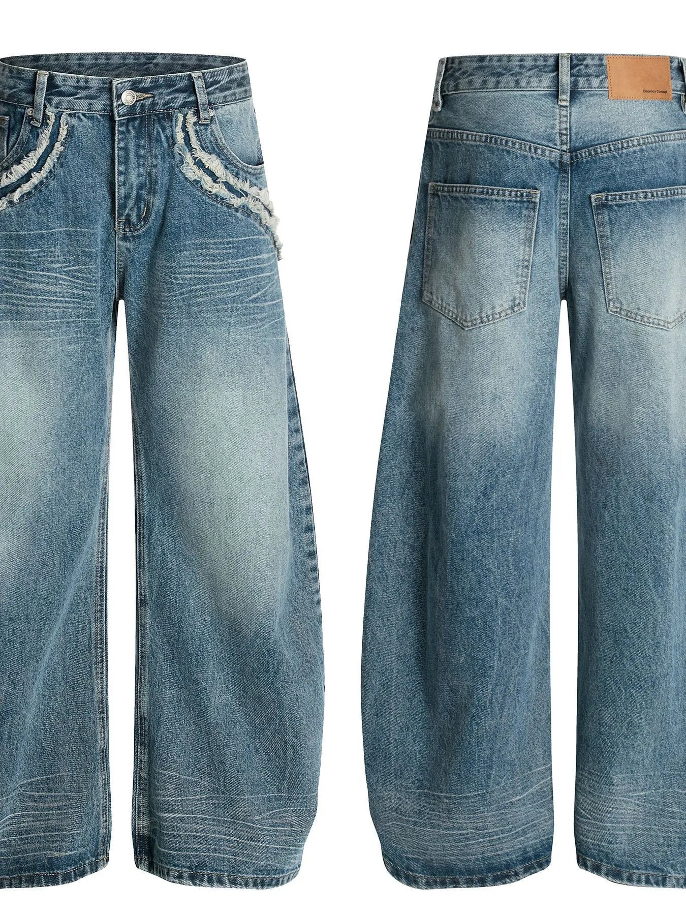 Men's Wide-Leg Vintage Wash Jeans