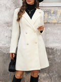 Lapel Collar Long Sleeve Longline Coat