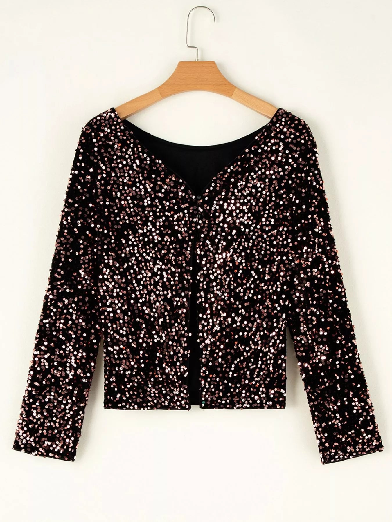 Sequin Long Sleeve Cutout Back Top