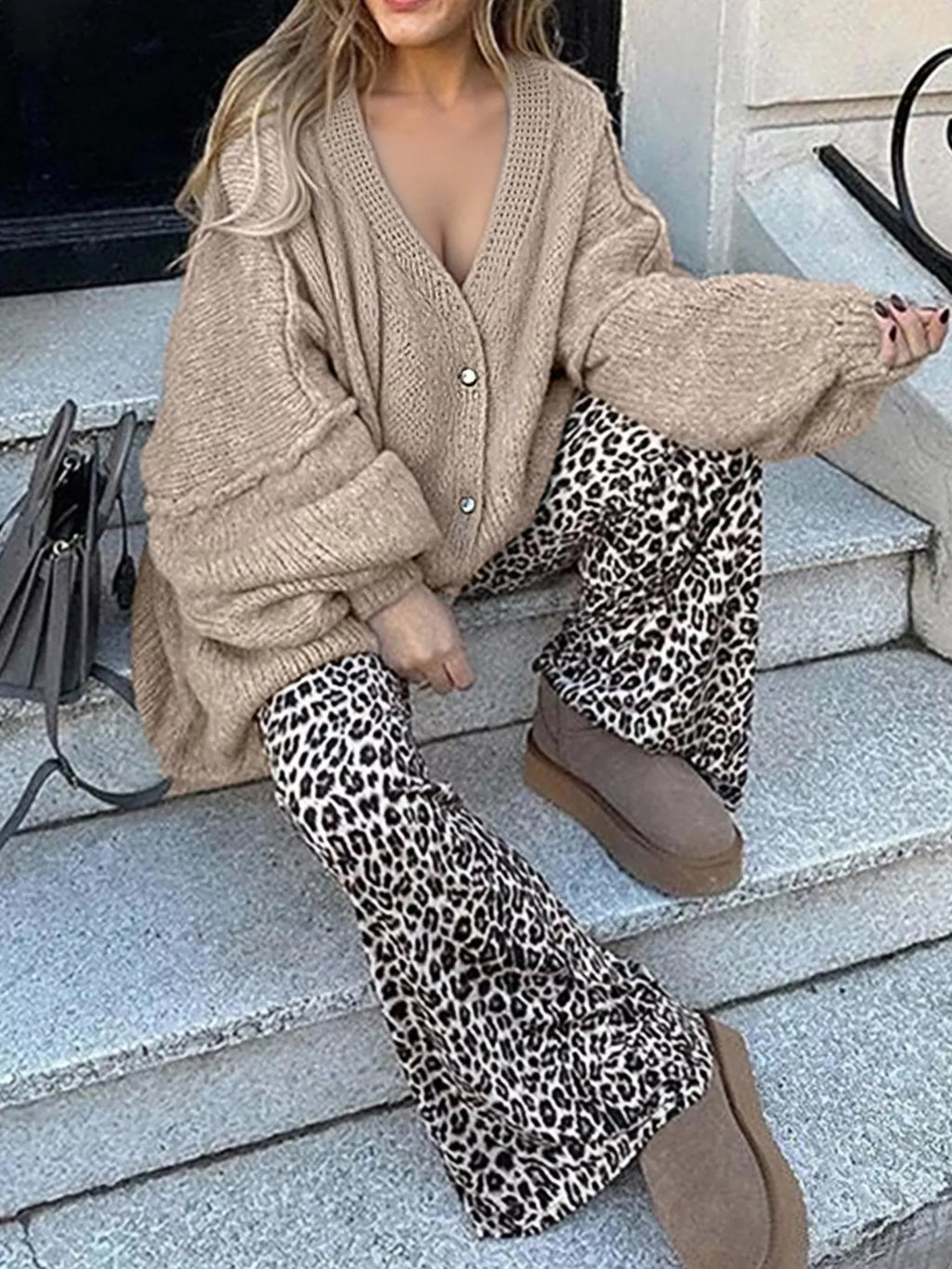 Oversized Knit Button Up Cardigan