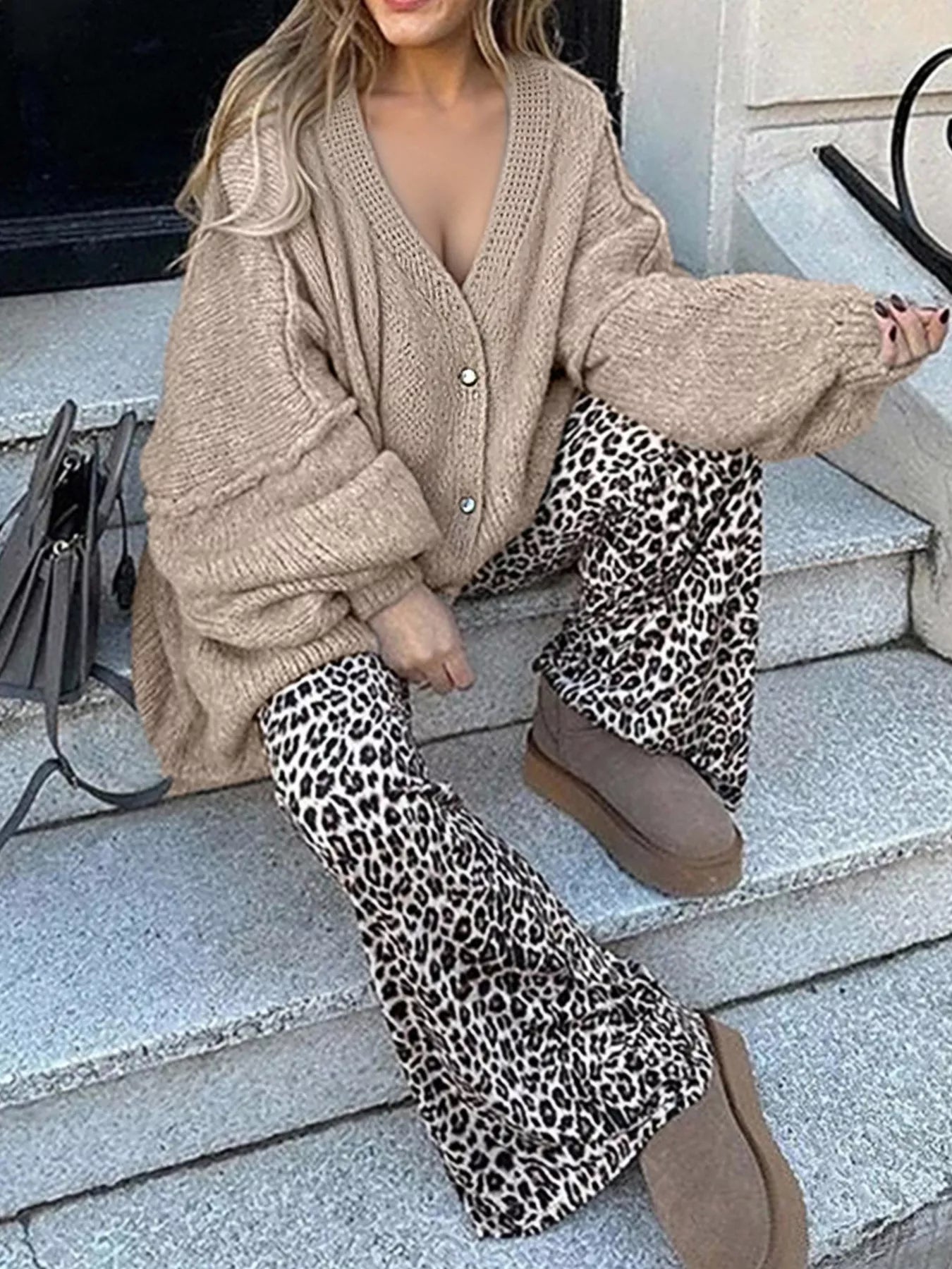 Oversized Knit Button Up Cardigan