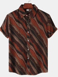Men's Plus Size Striped Short Sleeve Button-Down Shirt