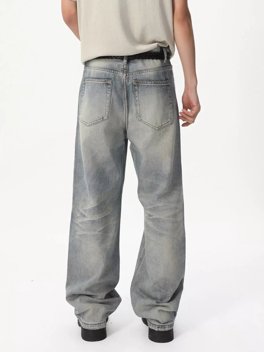 Men's Vintage Wash Wide Leg Jeans