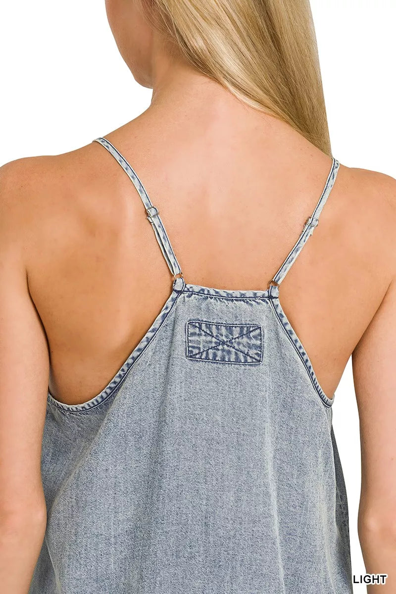 Zenana Enzyme Stone Washed Lyocell Mini Dress
