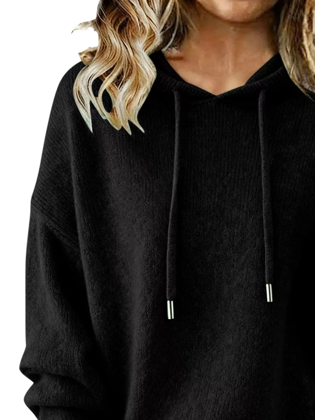 Drawstring Long Sleeve Hooded Sweater