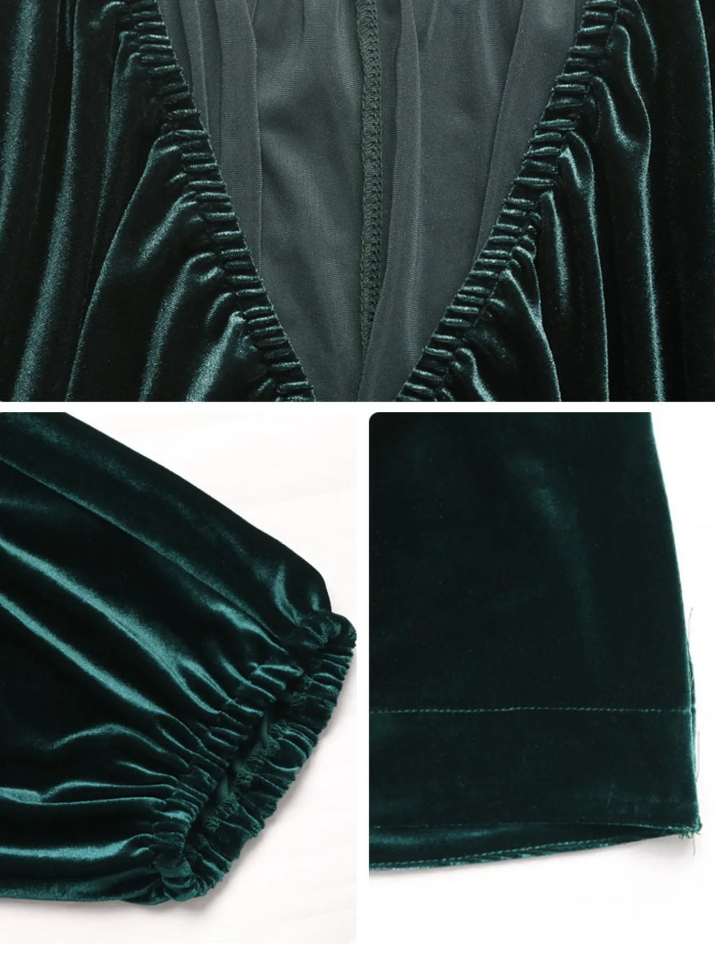Ruched V-Neck Balloon Sleeve Dress