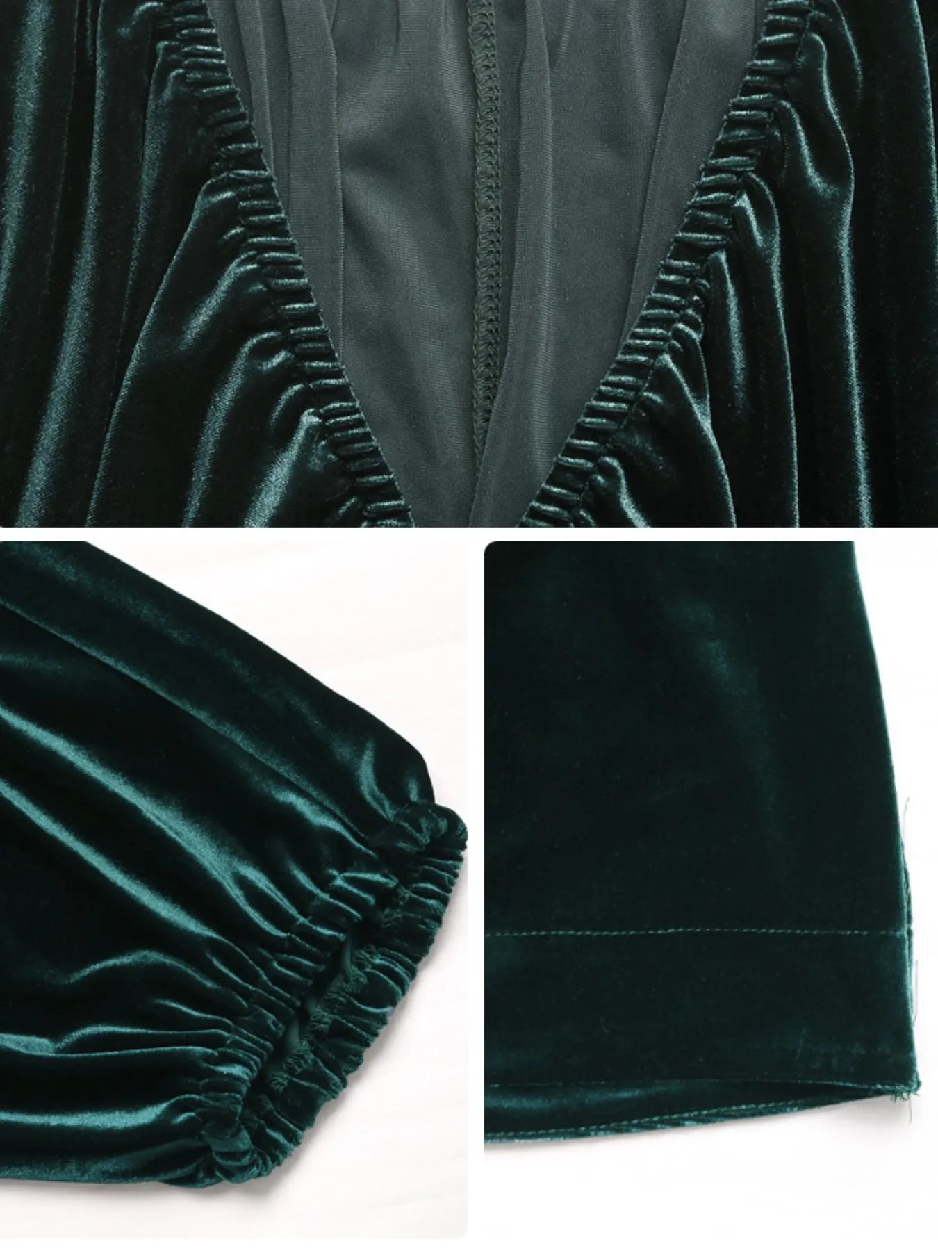 Ruched V-Neck Balloon Sleeve Dress