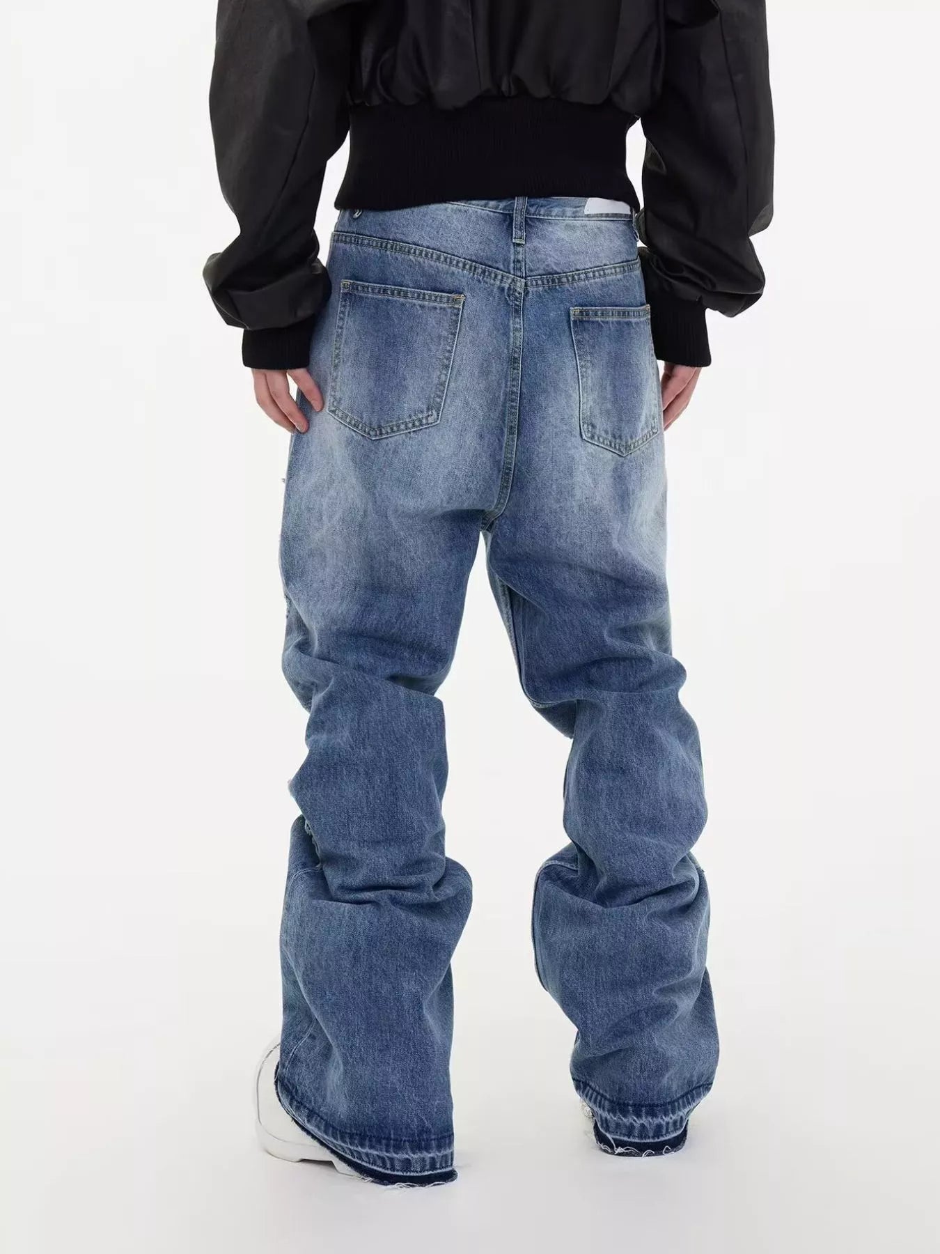 Men's Full Size Distressed Wide Leg Jeans Plus Size