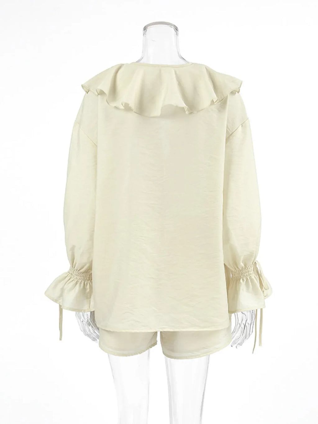 Ruffled V-Neck Top and Shorts Set
