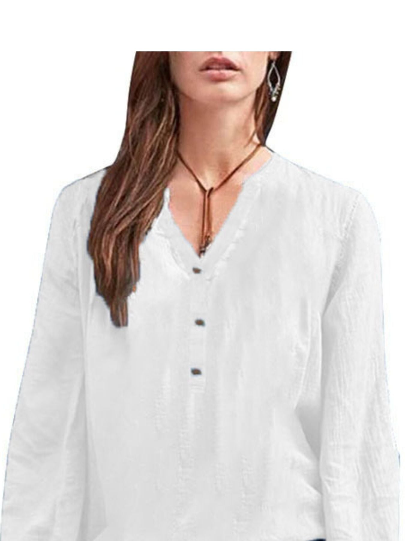 Full Size Notched Long Sleeve Blouse Plus Size
