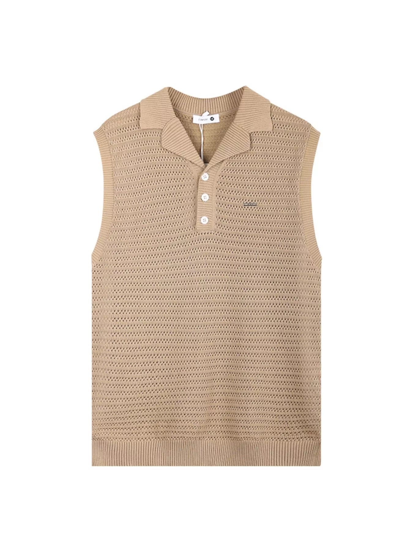 Men's Plus Size Breathable Knit Polo Collar Tank