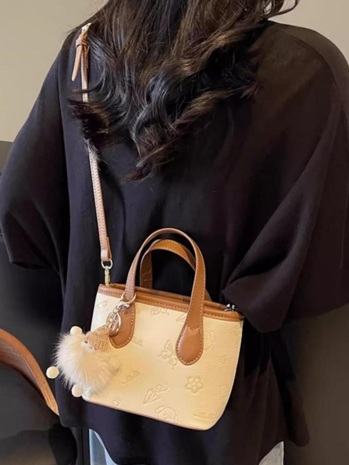 Embossed Pattern Crossbody Bag