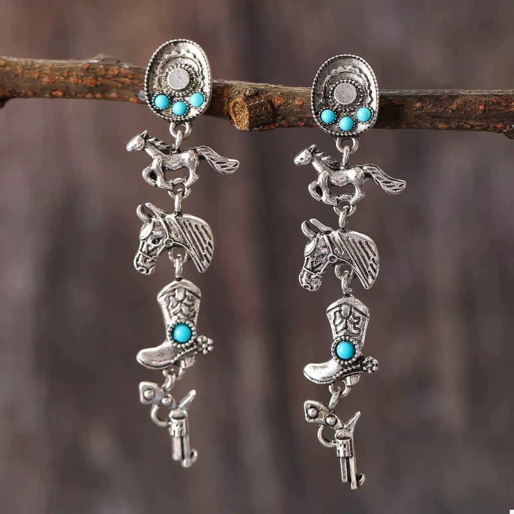 Western Style Turquoise Accent Earrings