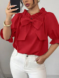 Bow Flounce Sleeve Blouse