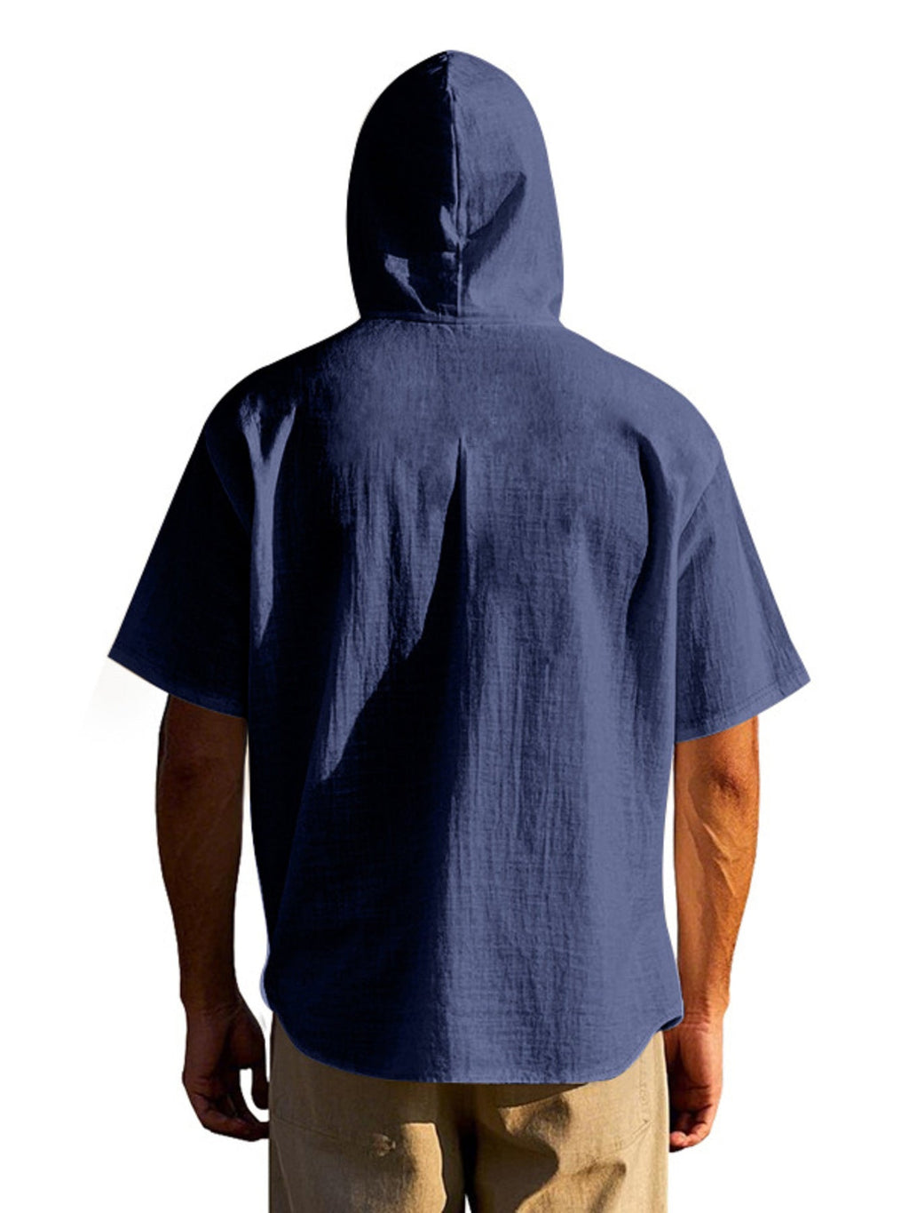 Men's Full Size Casual Hooded Short Sleeve Shirt Plus Size