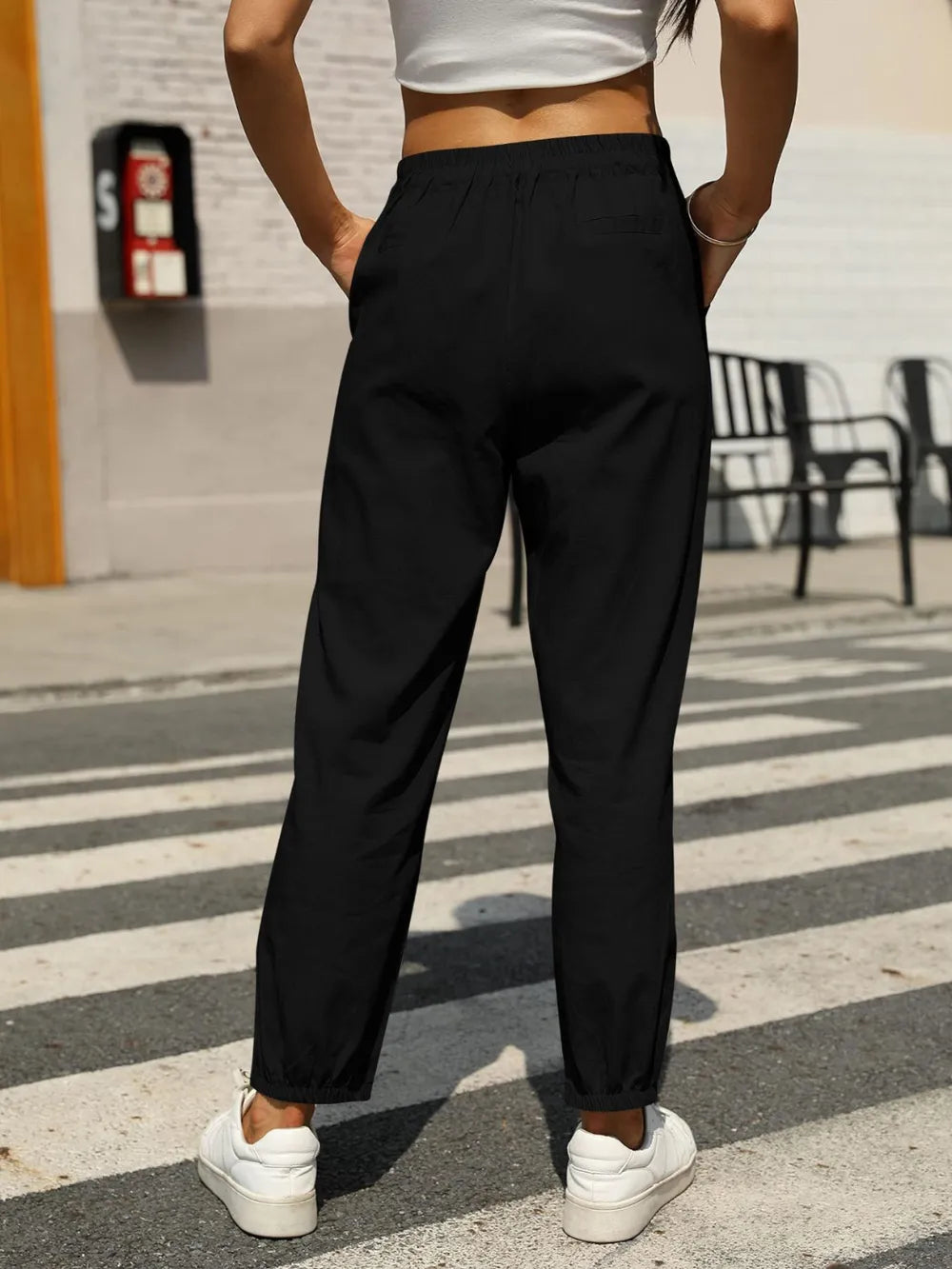 Elastic Waist Tapered Pants
