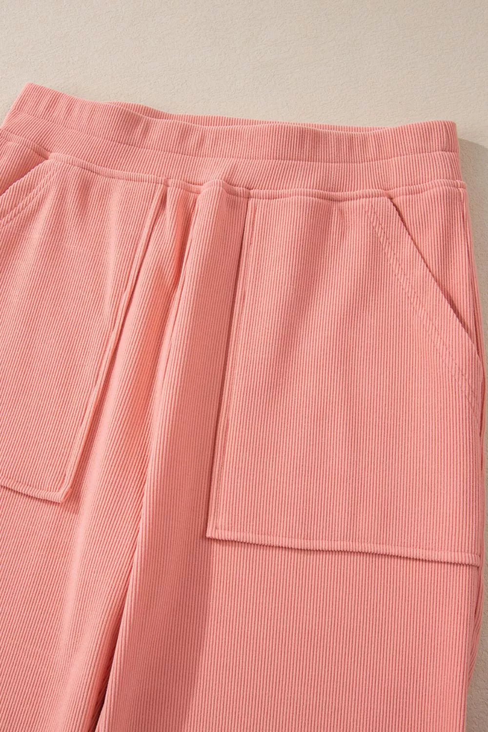 Round Neck Long Sleeve Top and Pants Set