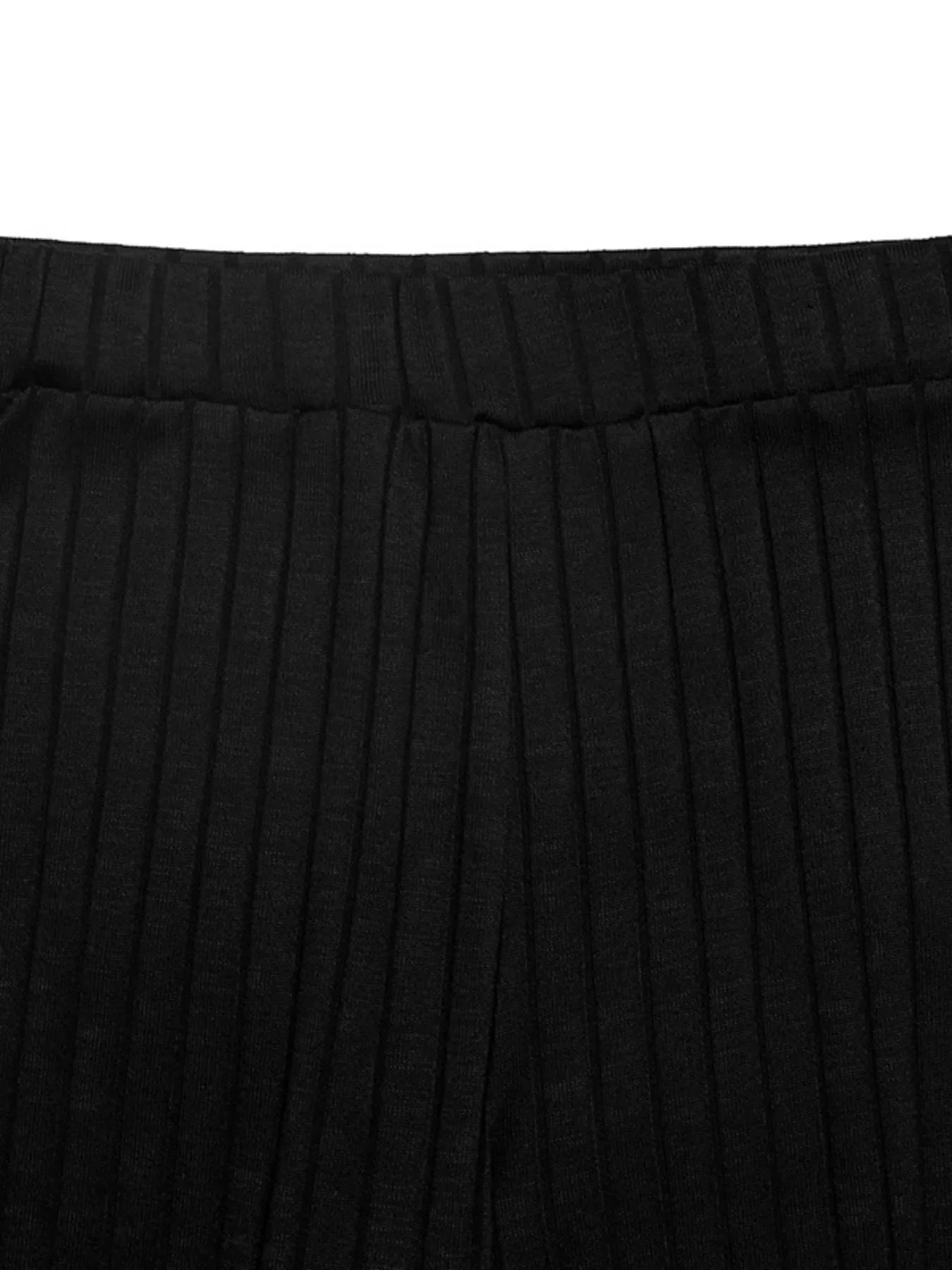 Ribbed Knit Cardigan & Wide Leg Pants Set