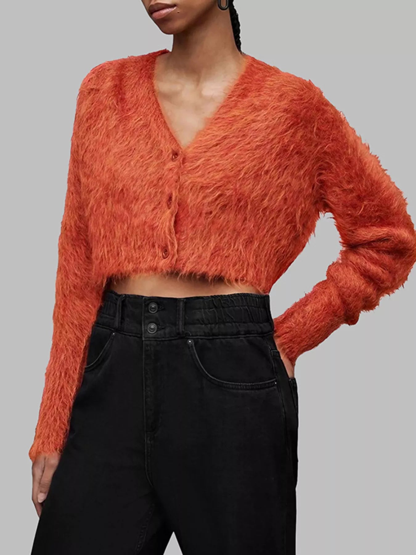 Fluffy Knit Cropped Cardigan