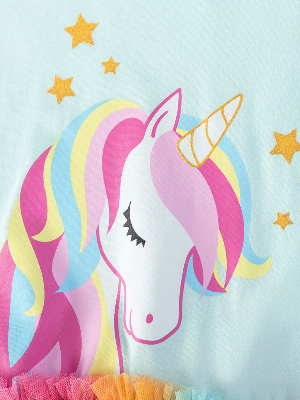 Children's Unicorn Graphic Rainbow Tulle Dress