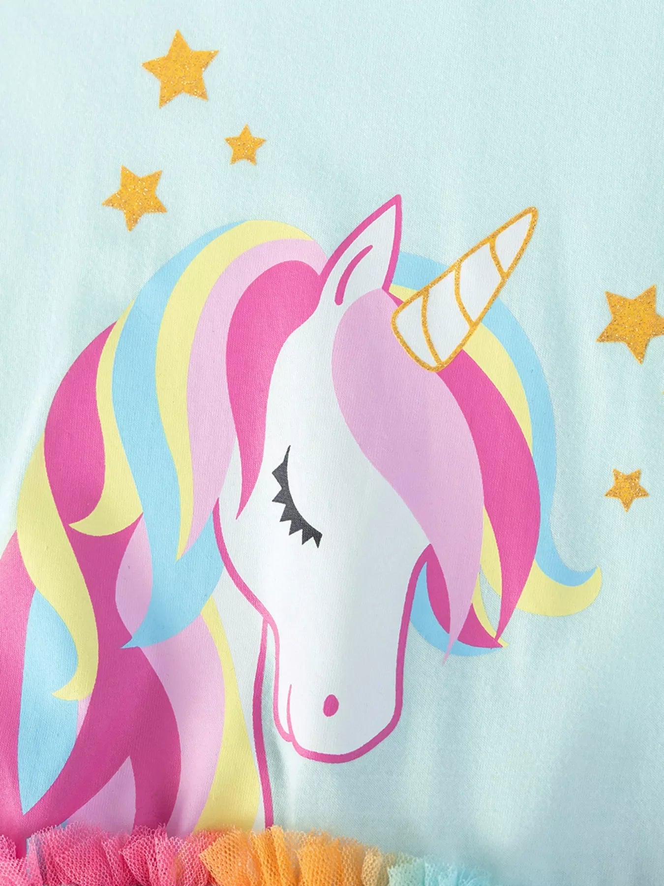 Children's Unicorn Graphic Rainbow Tulle Dress
