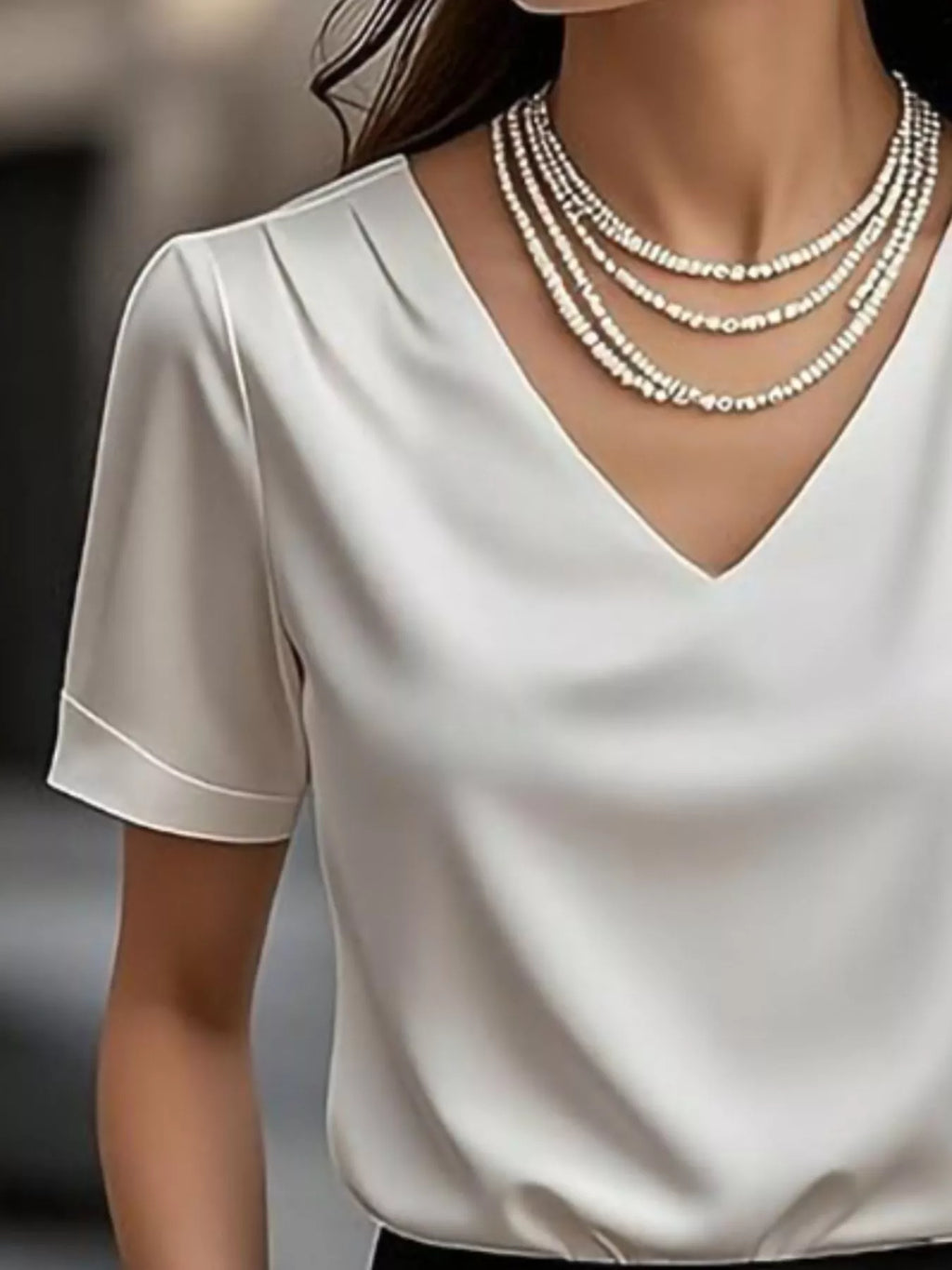 Elegant V-Neck Short Sleeve Ruched Top
