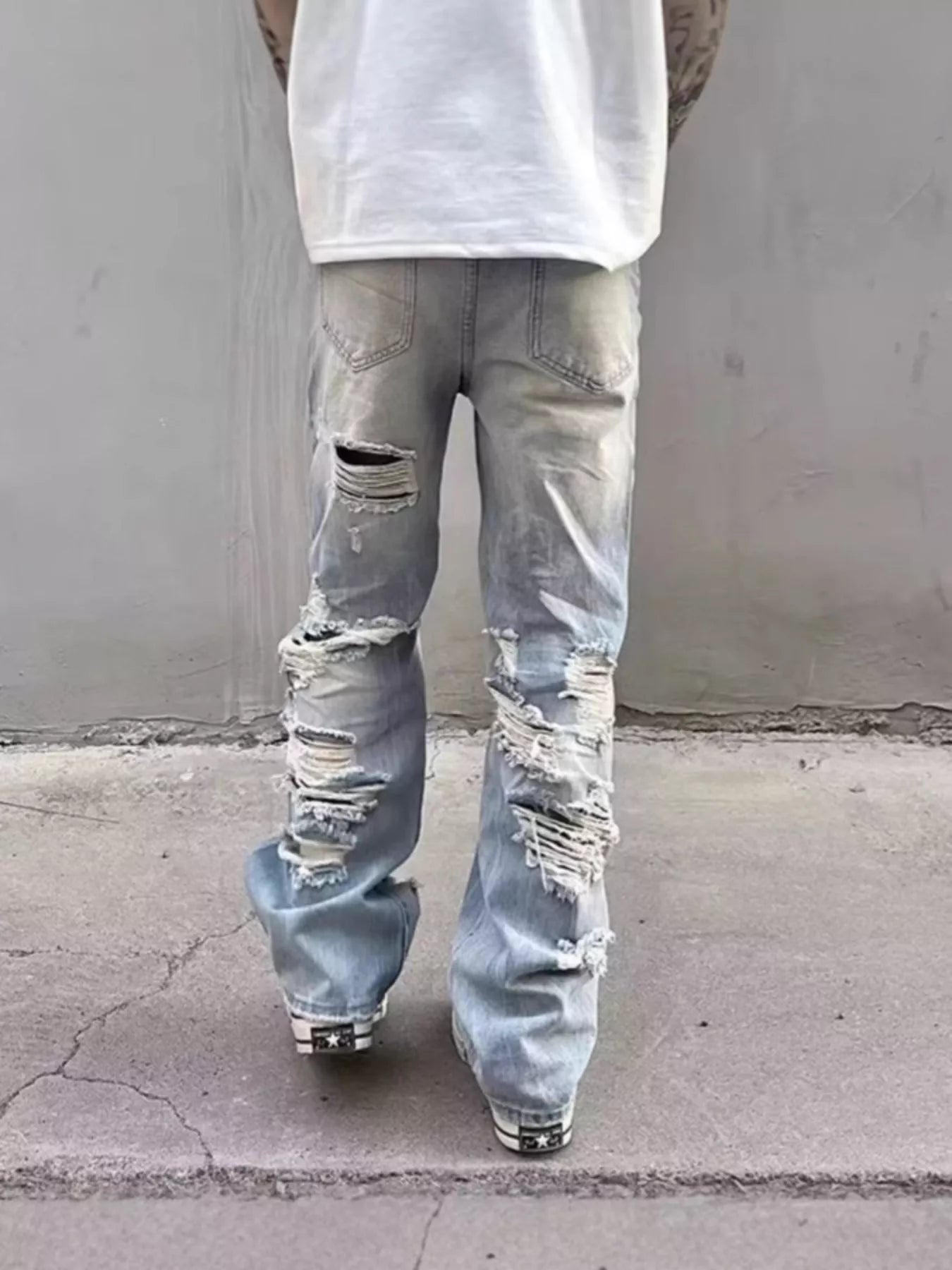 Men's Full Size Washed Wide Leg Jeans Plus Size