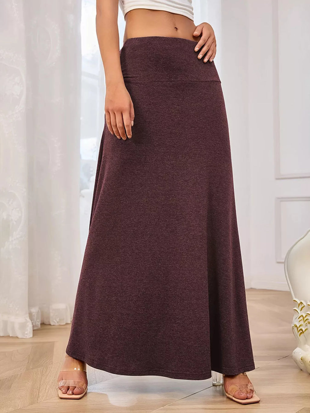 Flowy Maxi Skirt with Wide Waistband