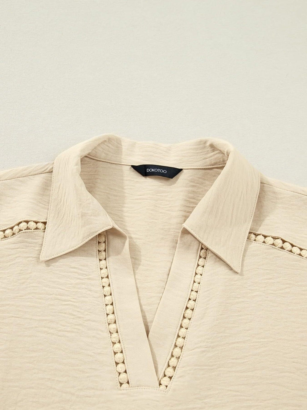 Johnny Collar Texture Blouse