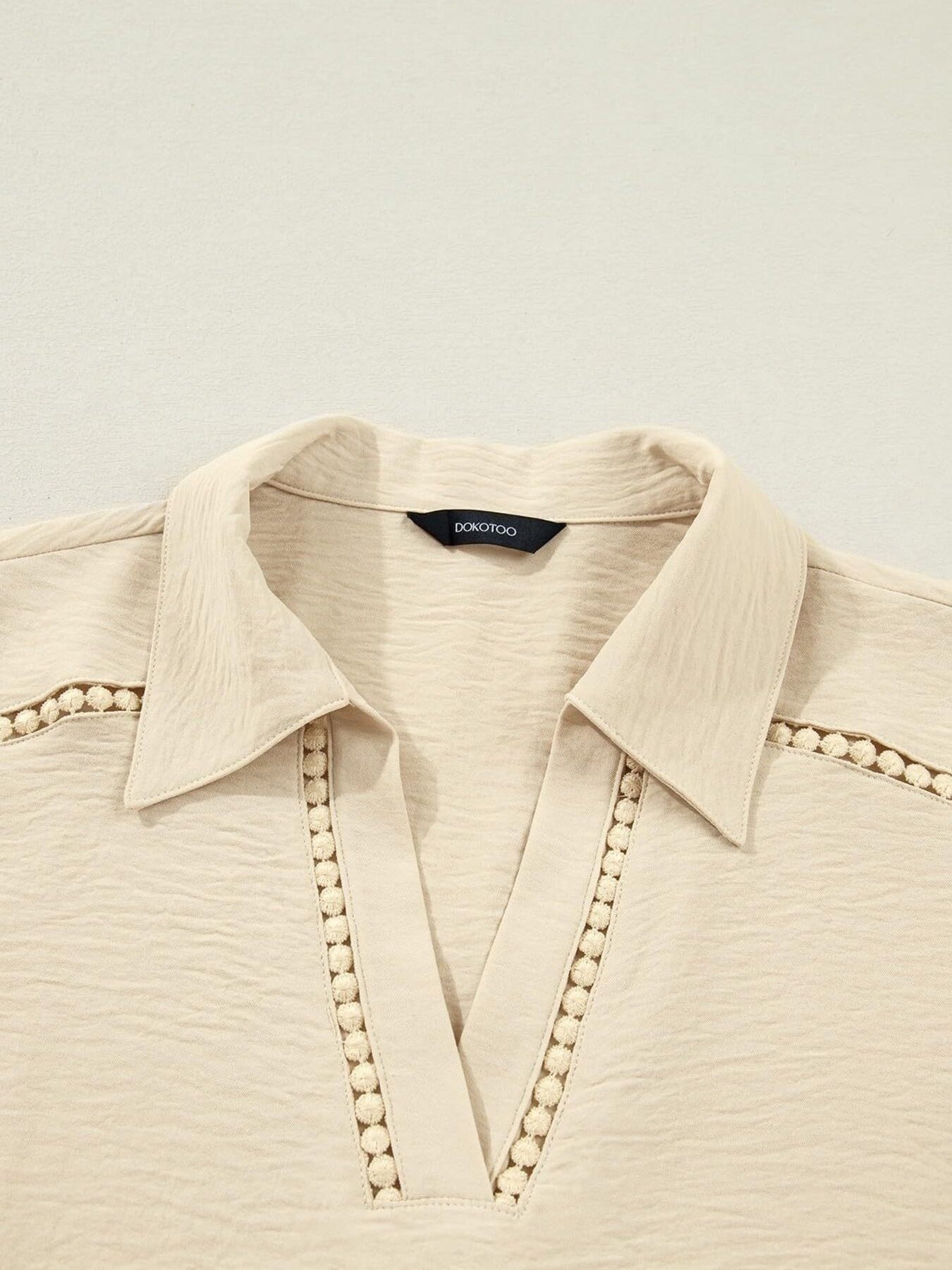 Johnny Collar Texture Blouse