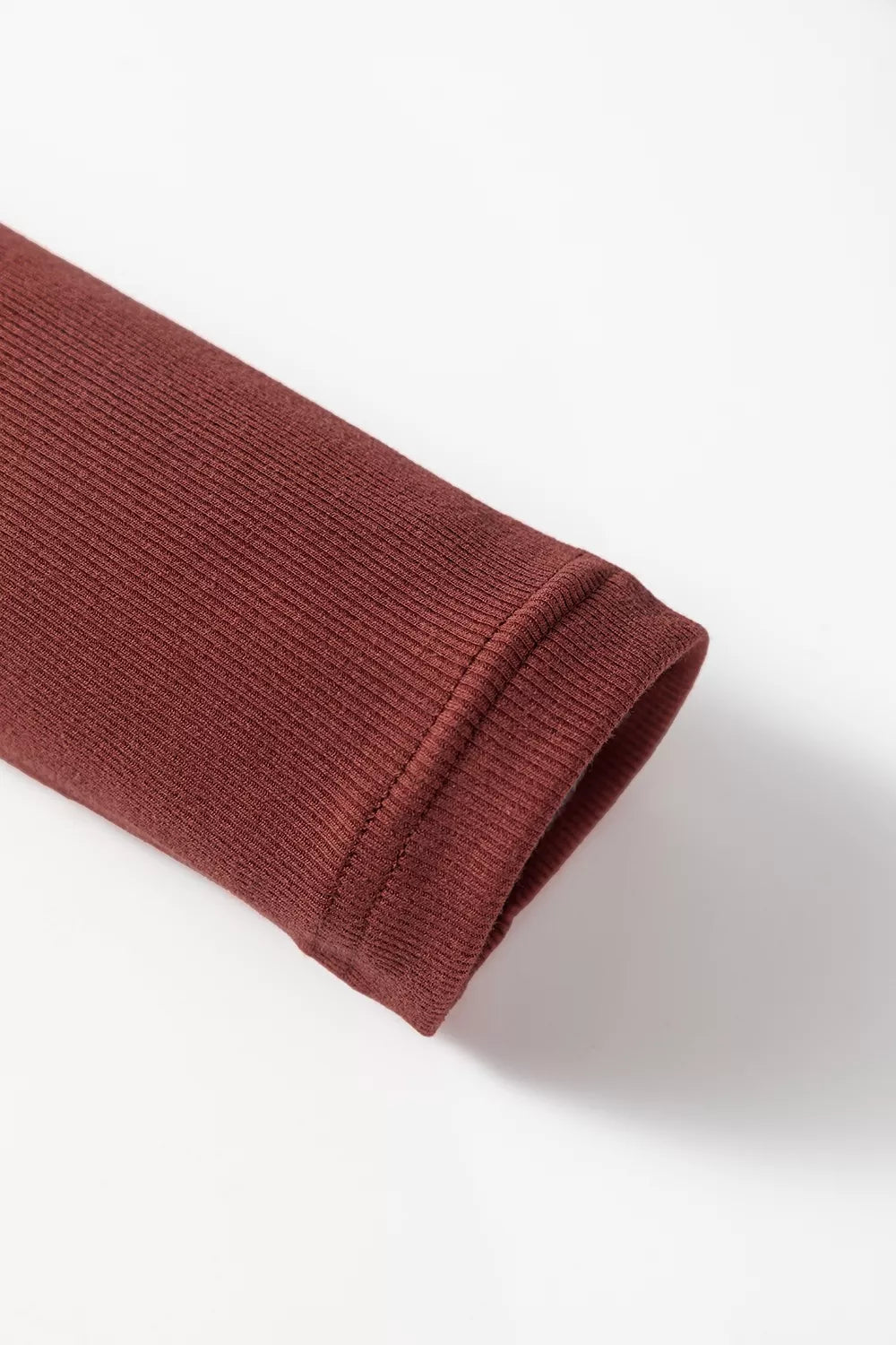 Gathered Bust Square Neck Ribbed Fit Long Sleeve Top