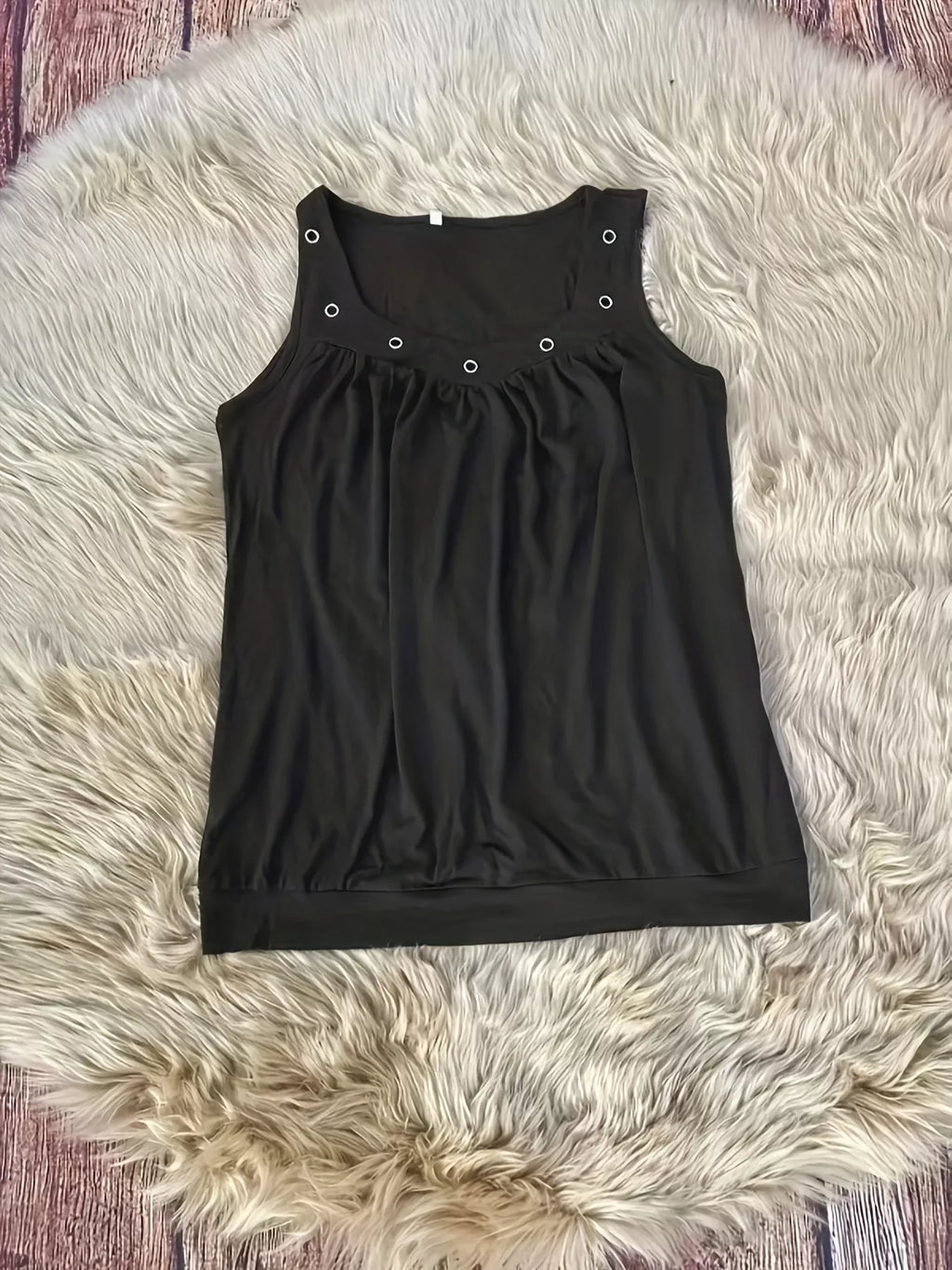 Eyelet Detail Ruched Tank