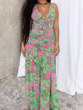 Printed Halter Neck Maxi Dress