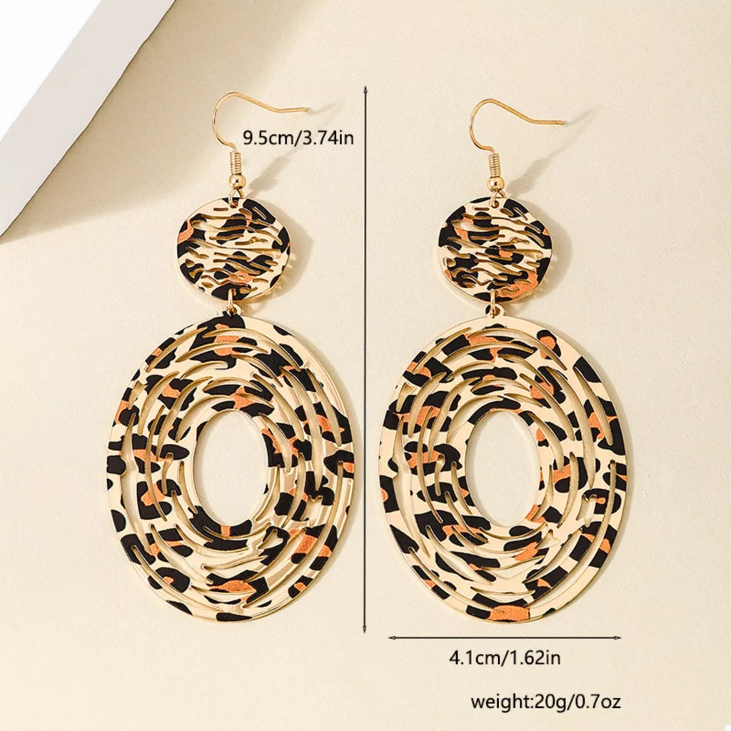 Leopard Print Dangle Earrings
