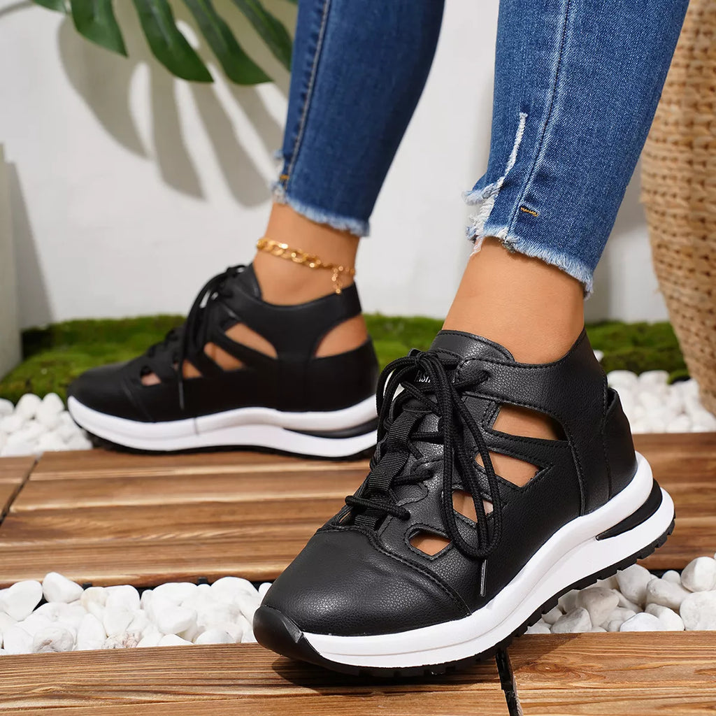Round Toe Lace Up Sneakers