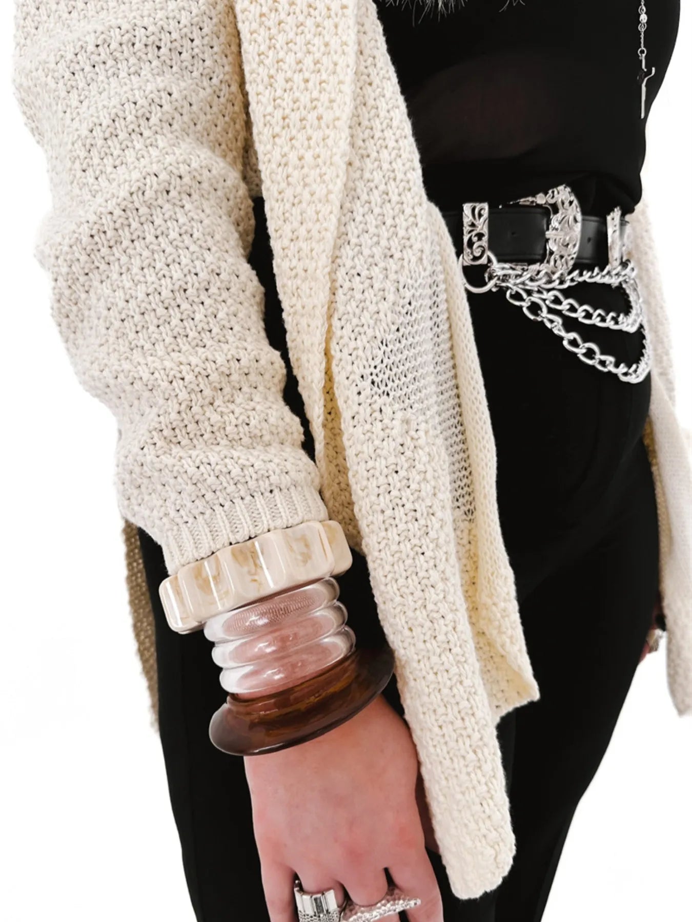 Oversized Knit Cardigan with Open Front Design