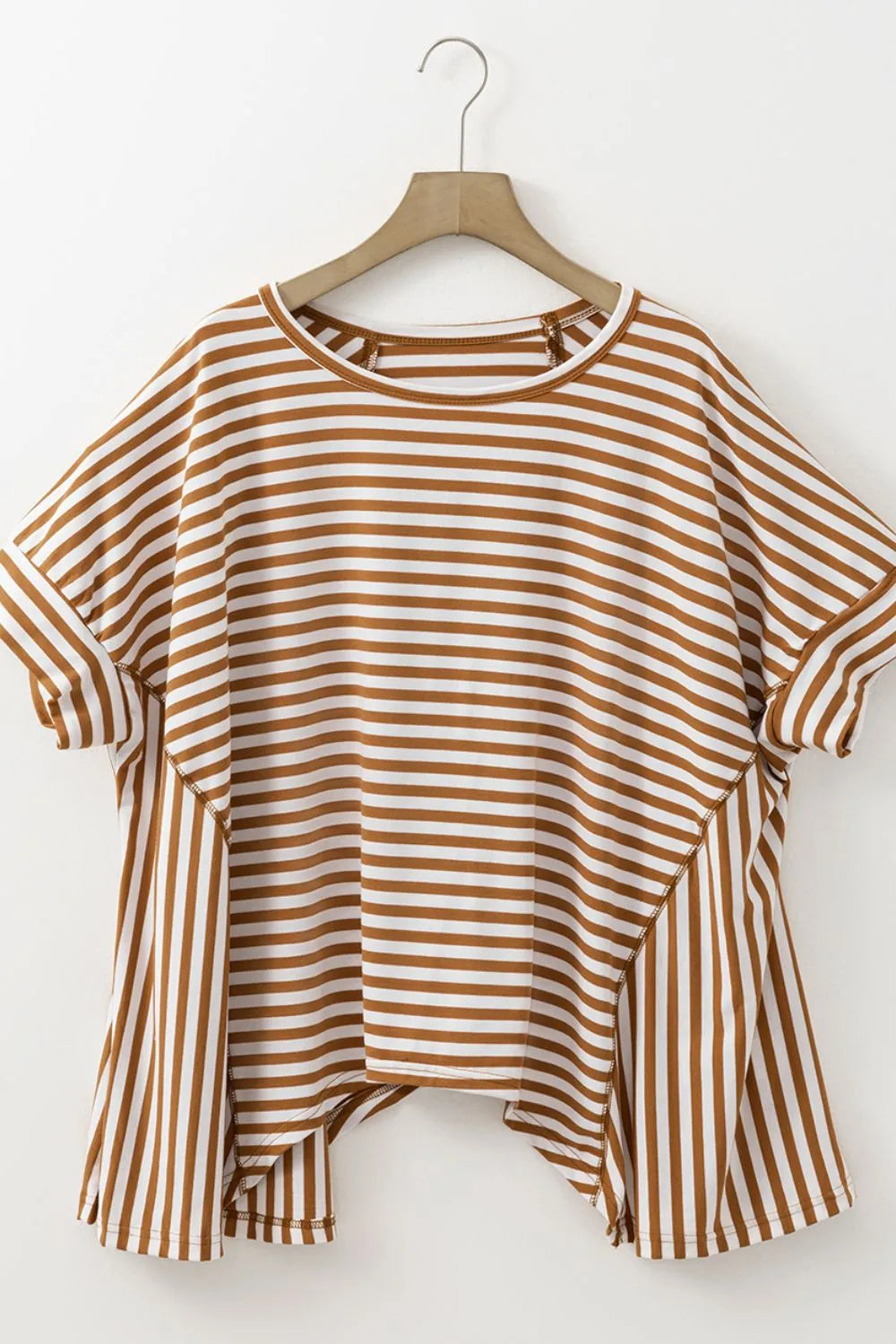 Stripe Batwing Sleeve Round Neck Oversized Top