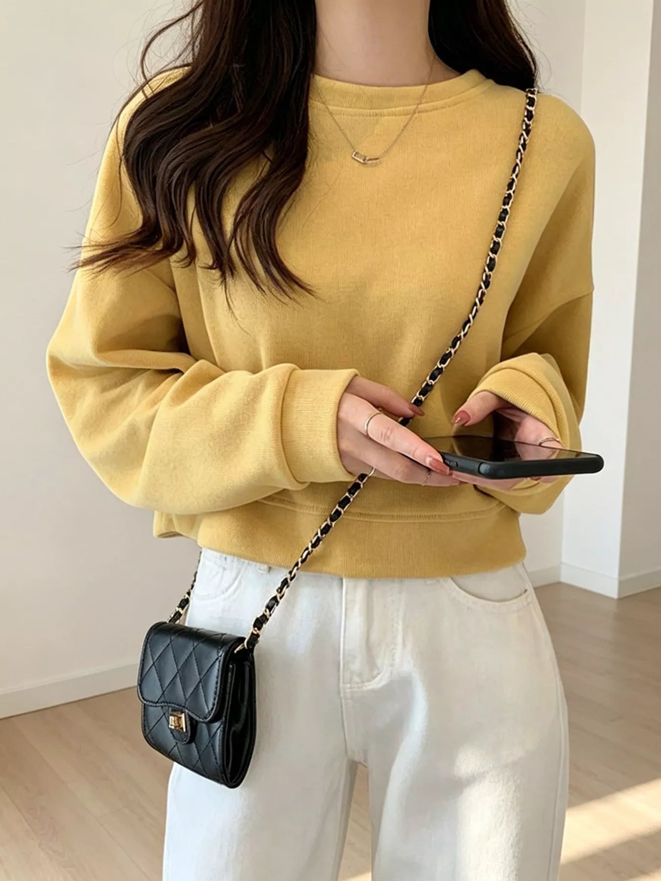 Crew Neck  Drop Shoulder Sweatshirt