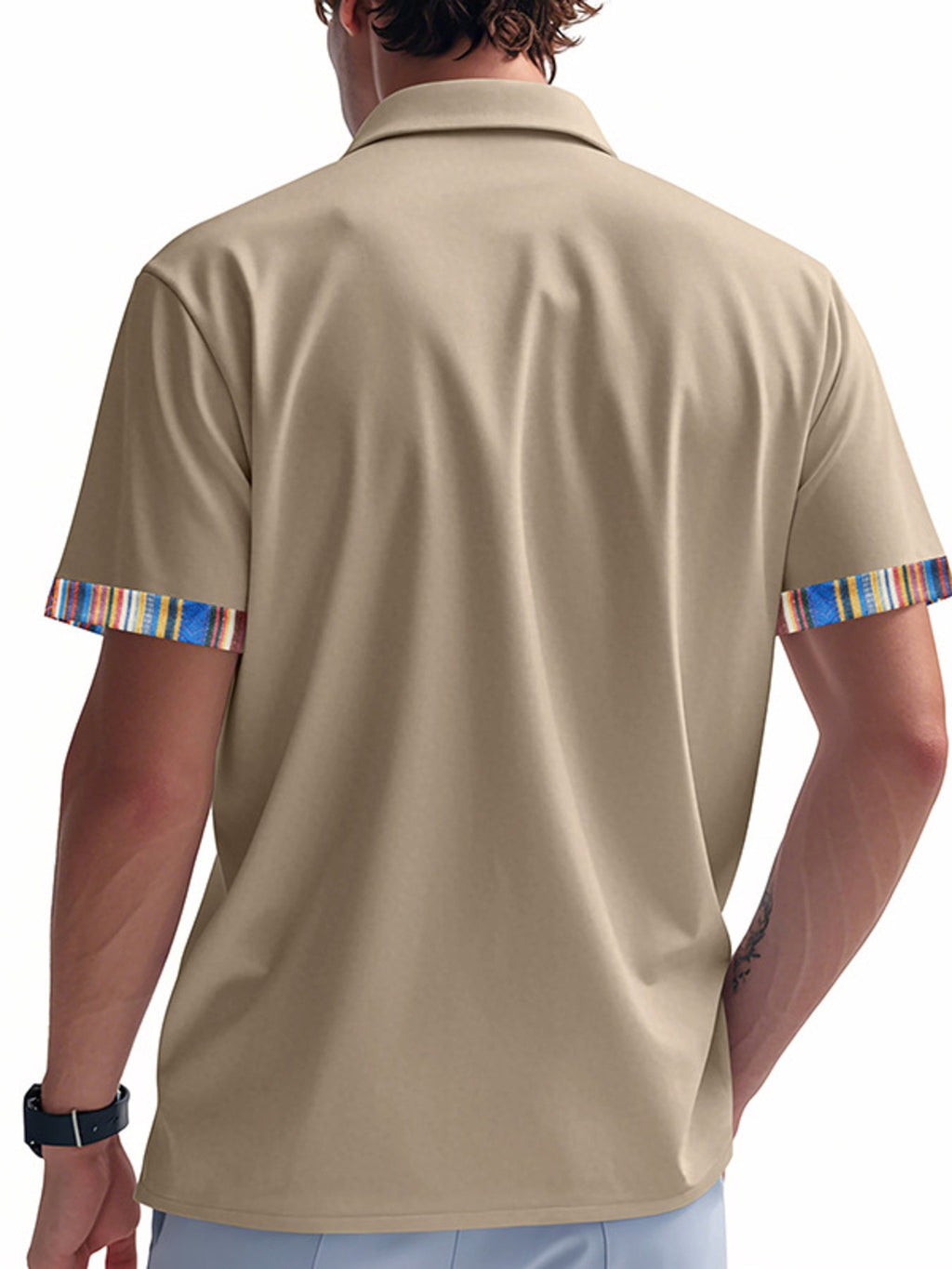Men's Full Size Short Sleeve Shirt with Colorful Trim Plus Size